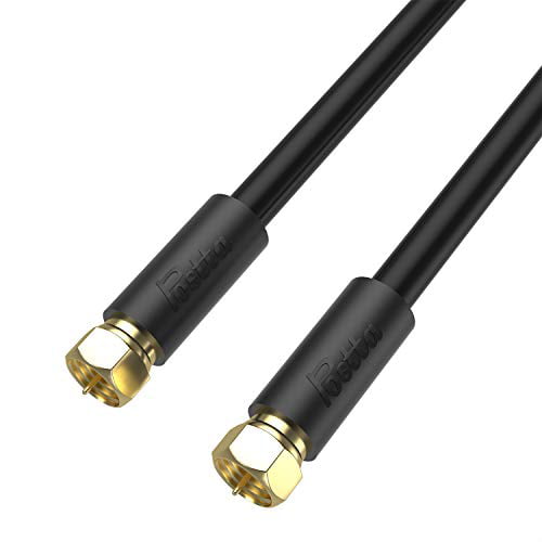 Coaxial Cable Postta Triple Shielded Digital RG6 Antenna Cable with F-Male Connector Pin-White 4 Feet 